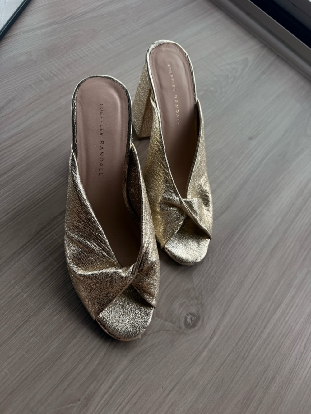 Loeffer Randall Laurel Twist Gold Mules
